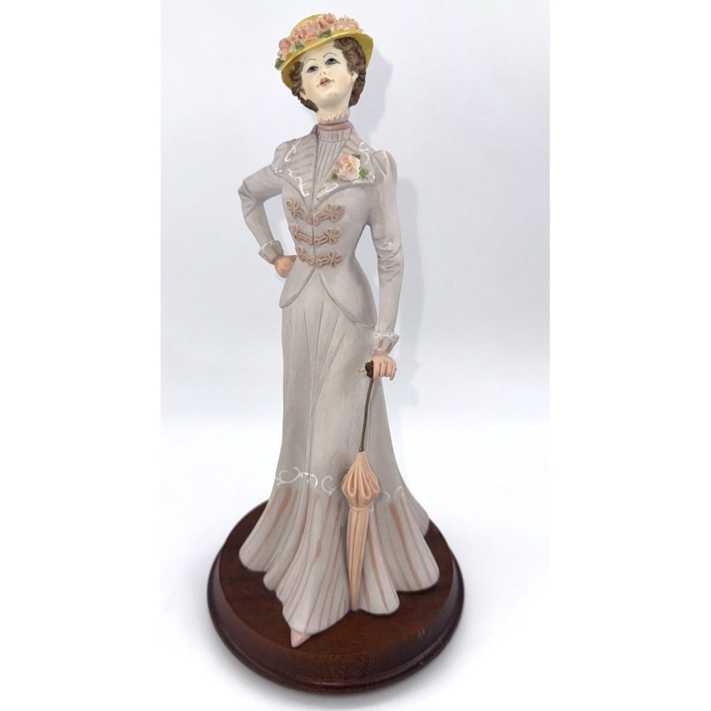 Victorian Woman Statue Arnart Pucci w/Parasol Figurine 10.5" Tall Signed VTG